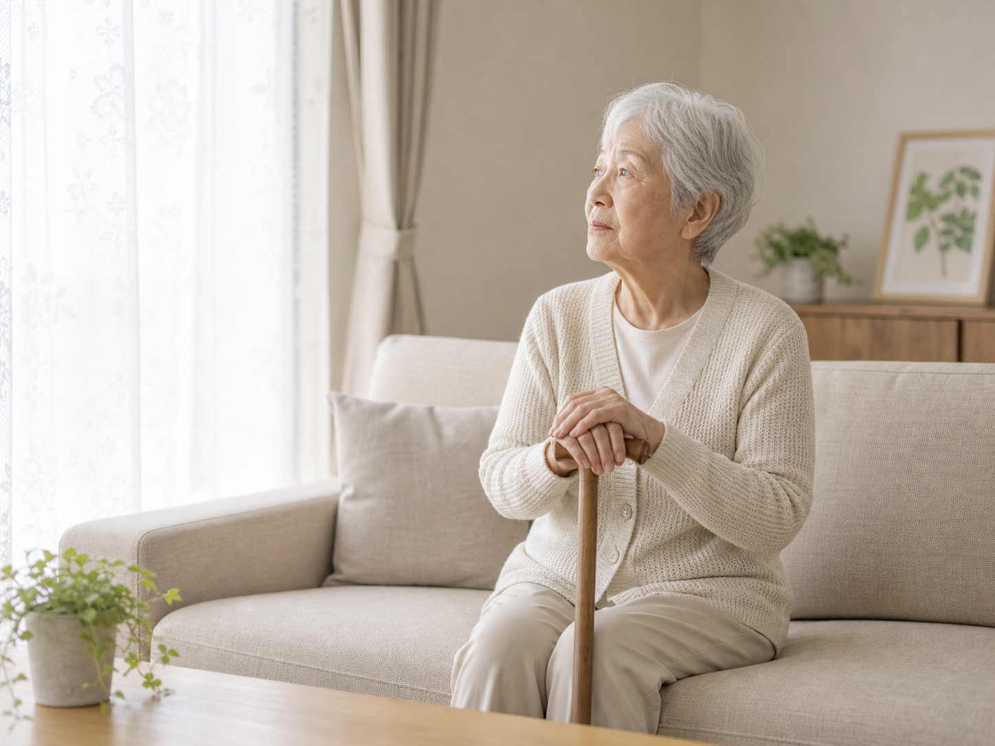 一人での通院がむずかしいことに悩む高齢女性